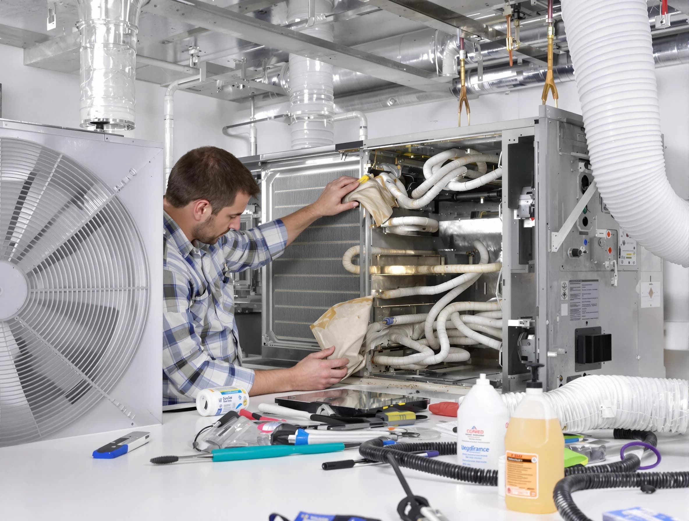 Hoover Air Duct Cleaning specialist performing precision AC coil cleaning in Hoover