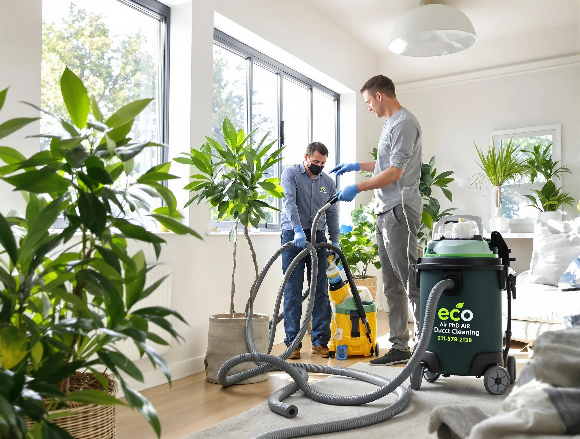 Hoover Air Duct Cleaning technician performing eco-friendly duct cleaning using sustainable methods in Hoover
