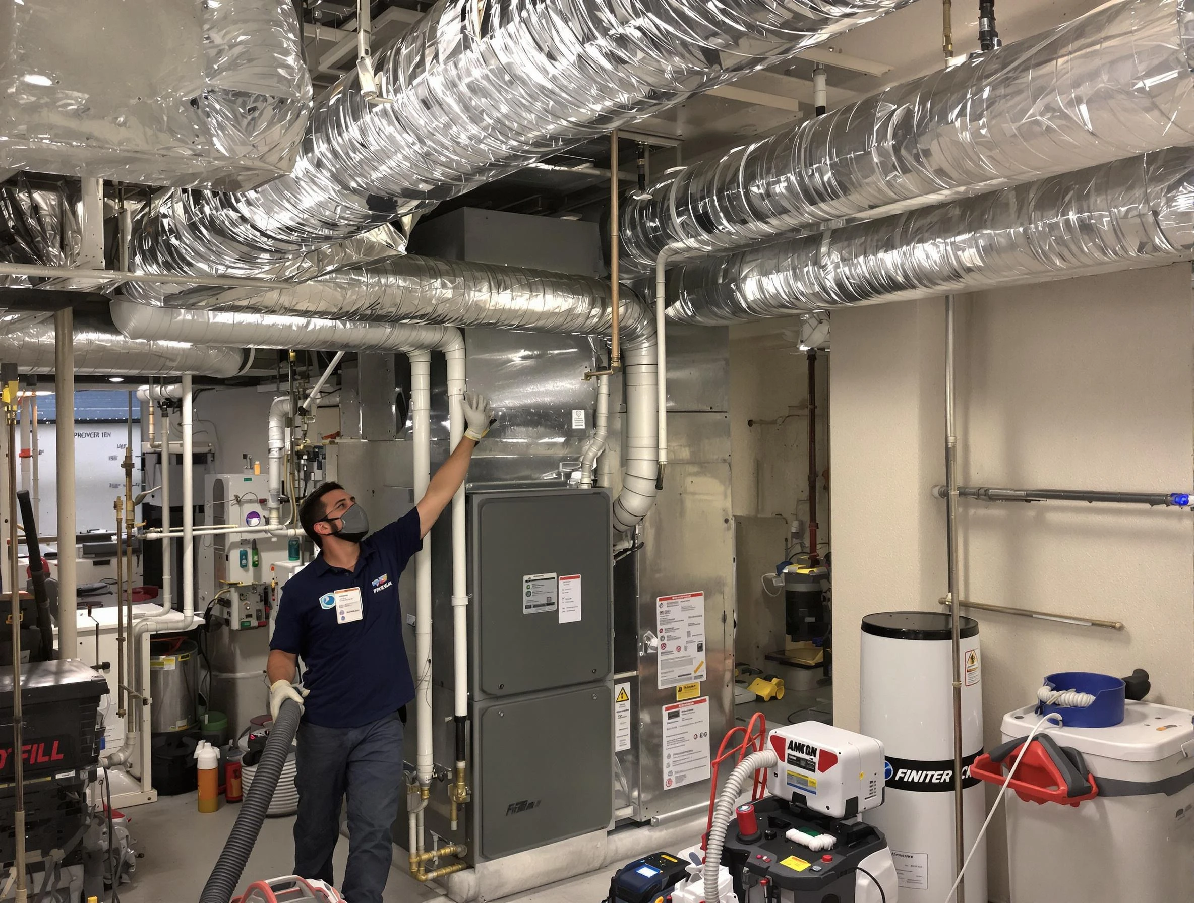 Hoover Air Duct Cleaning specialist performing thorough furnace duct cleaning in a Hoover residence