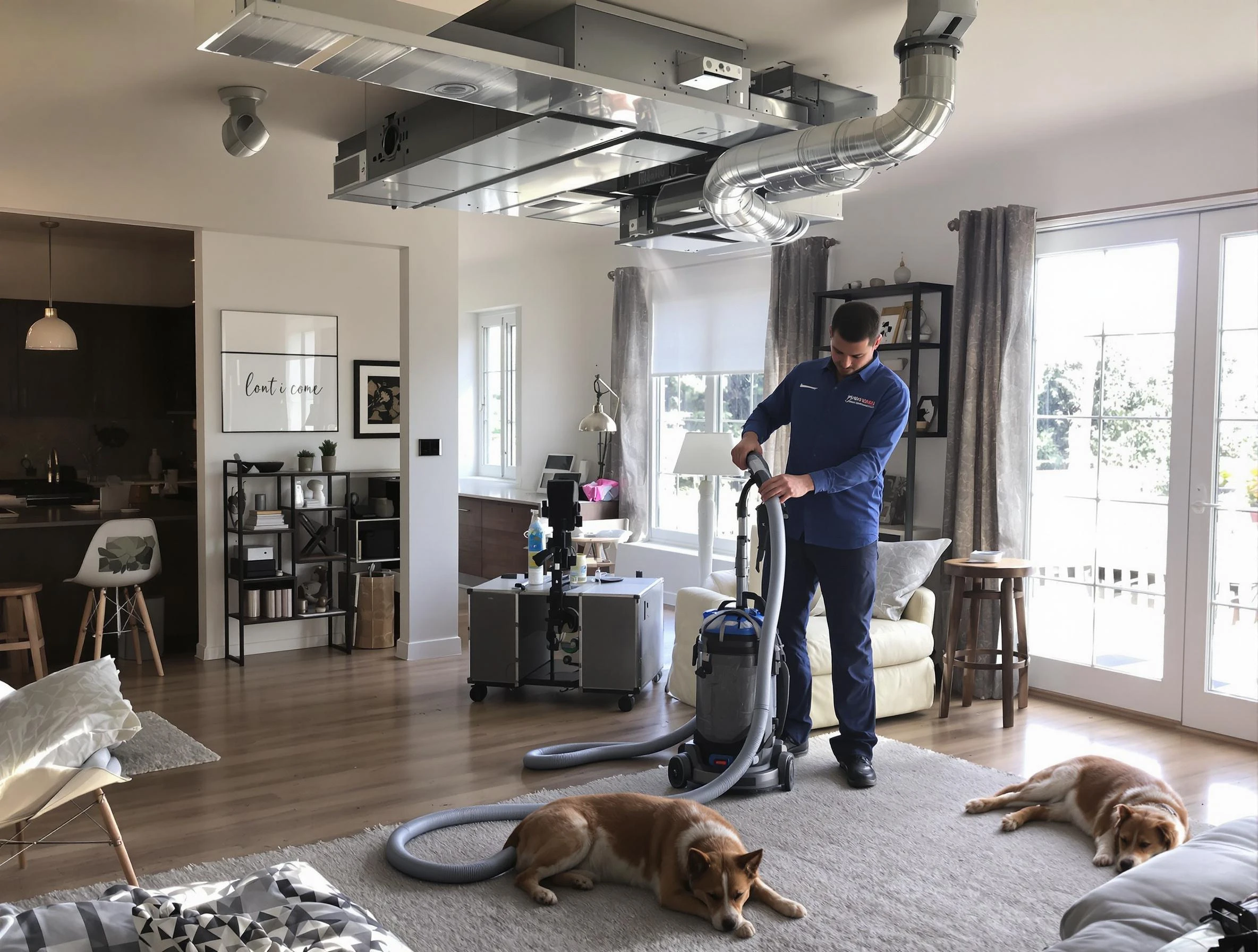 Hoover Air Duct Cleaning technician performing detailed indoor duct cleaning for improved air quality in Hoover
