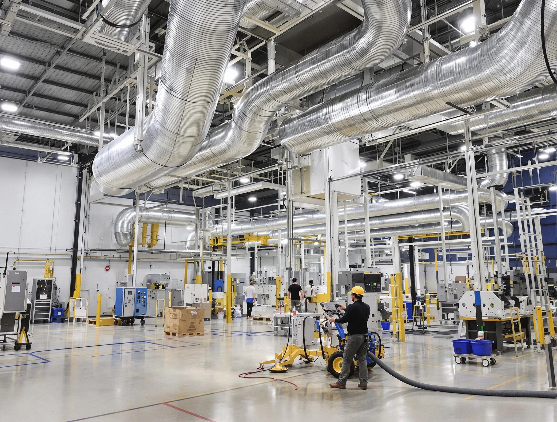 Hoover Air Duct Cleaning team performing comprehensive industrial duct cleaning at a large facility in Hoover