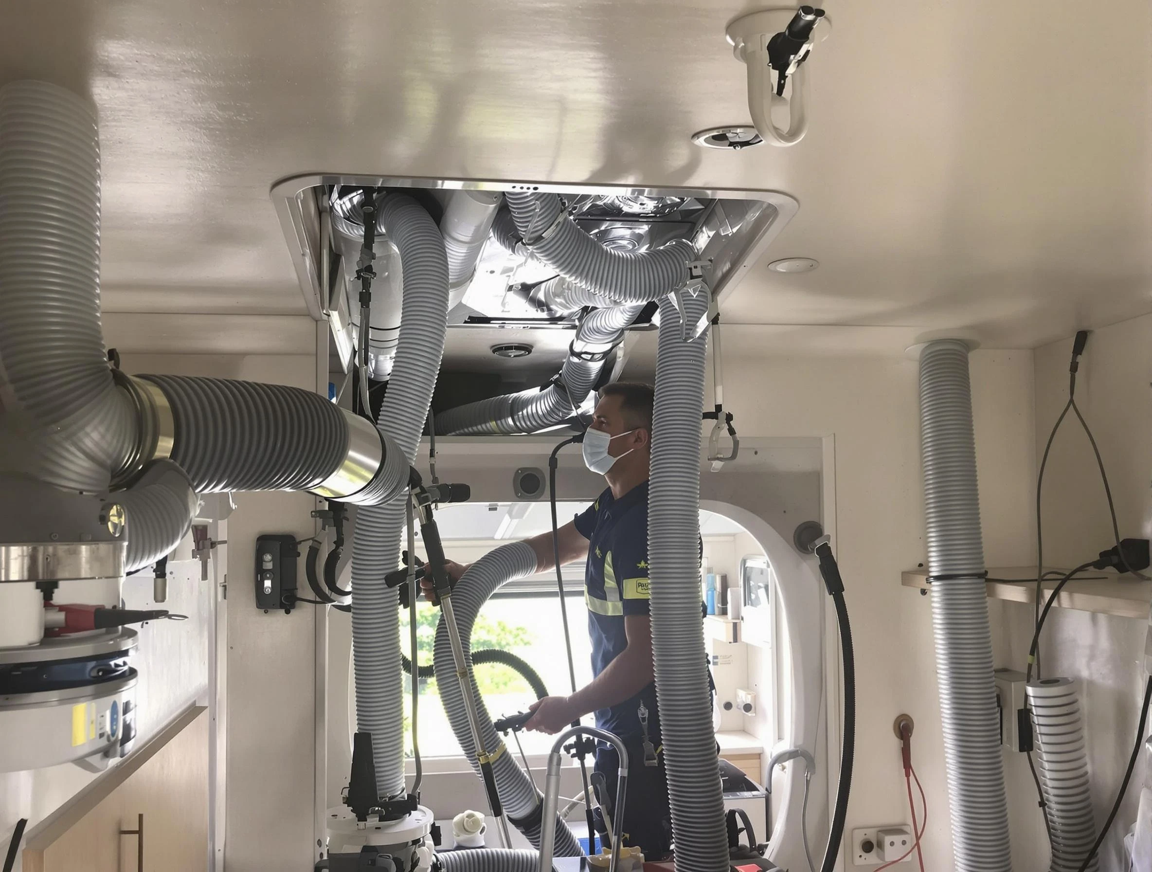 Hoover Air Duct Cleaning specialist performing precise mobile home duct cleaning in Hoover