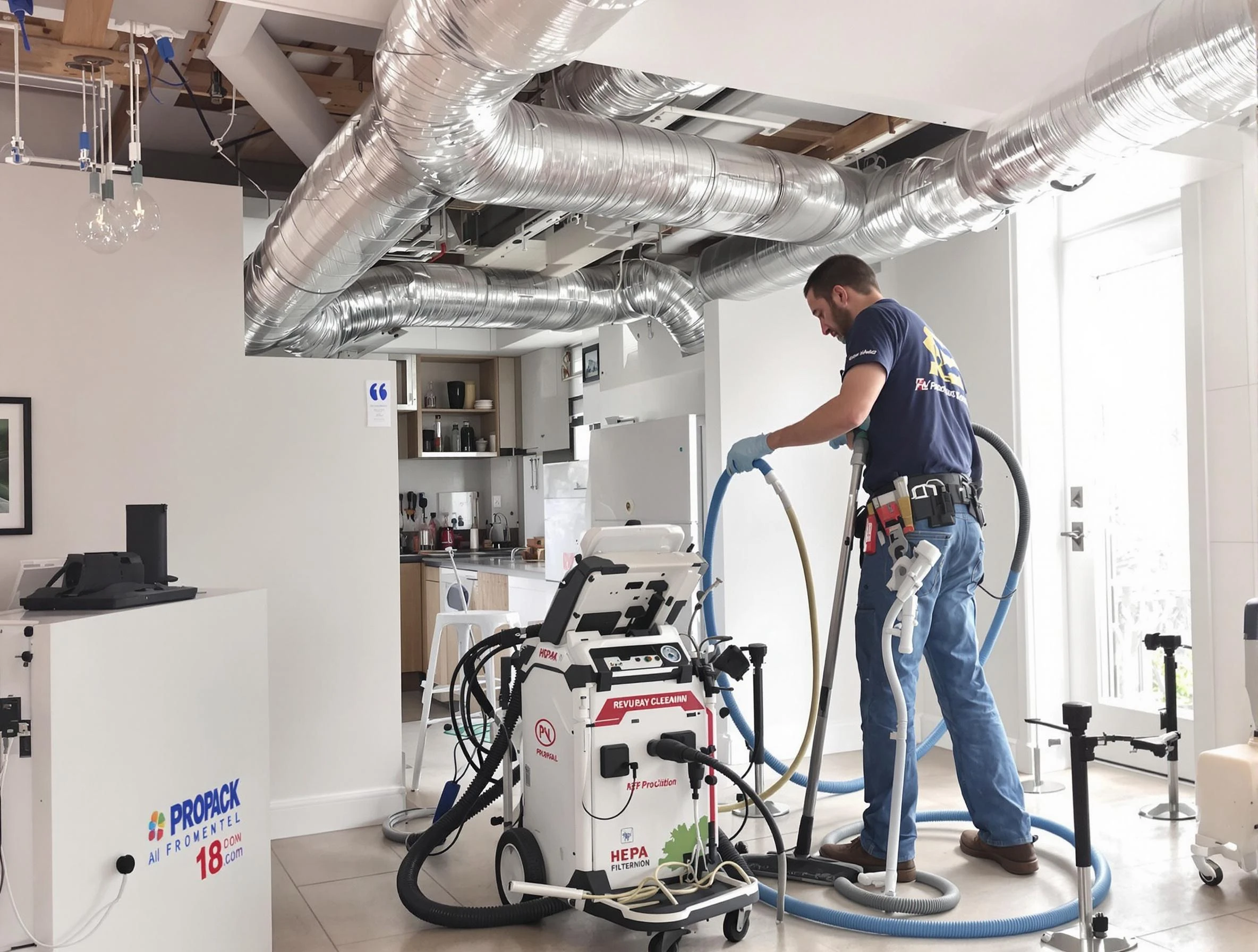 Hoover Air Duct Cleaning technician performing advanced pure duct cleaning with specialized equipment in Hoover