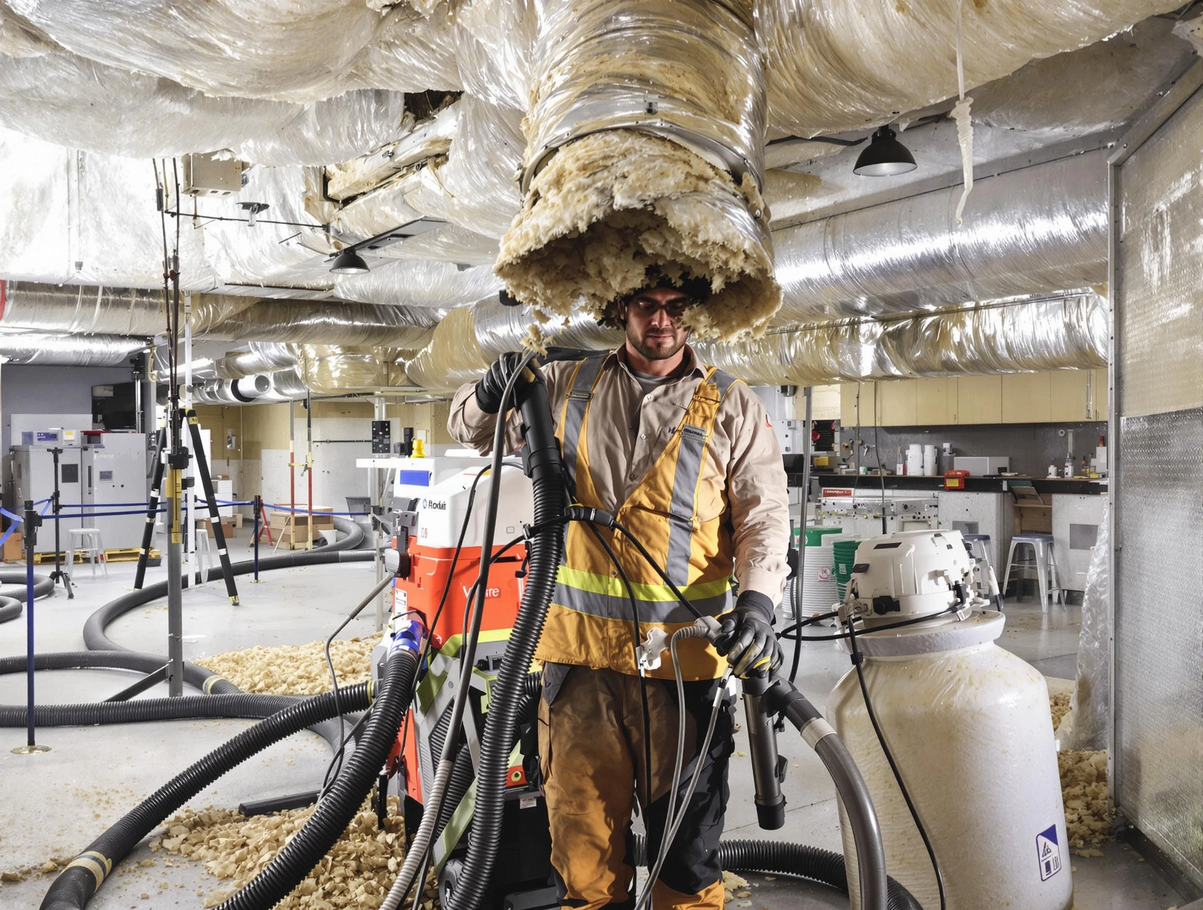 Professional vacuum insulation removal by Hoover Air Duct Cleaning expert in Hoover